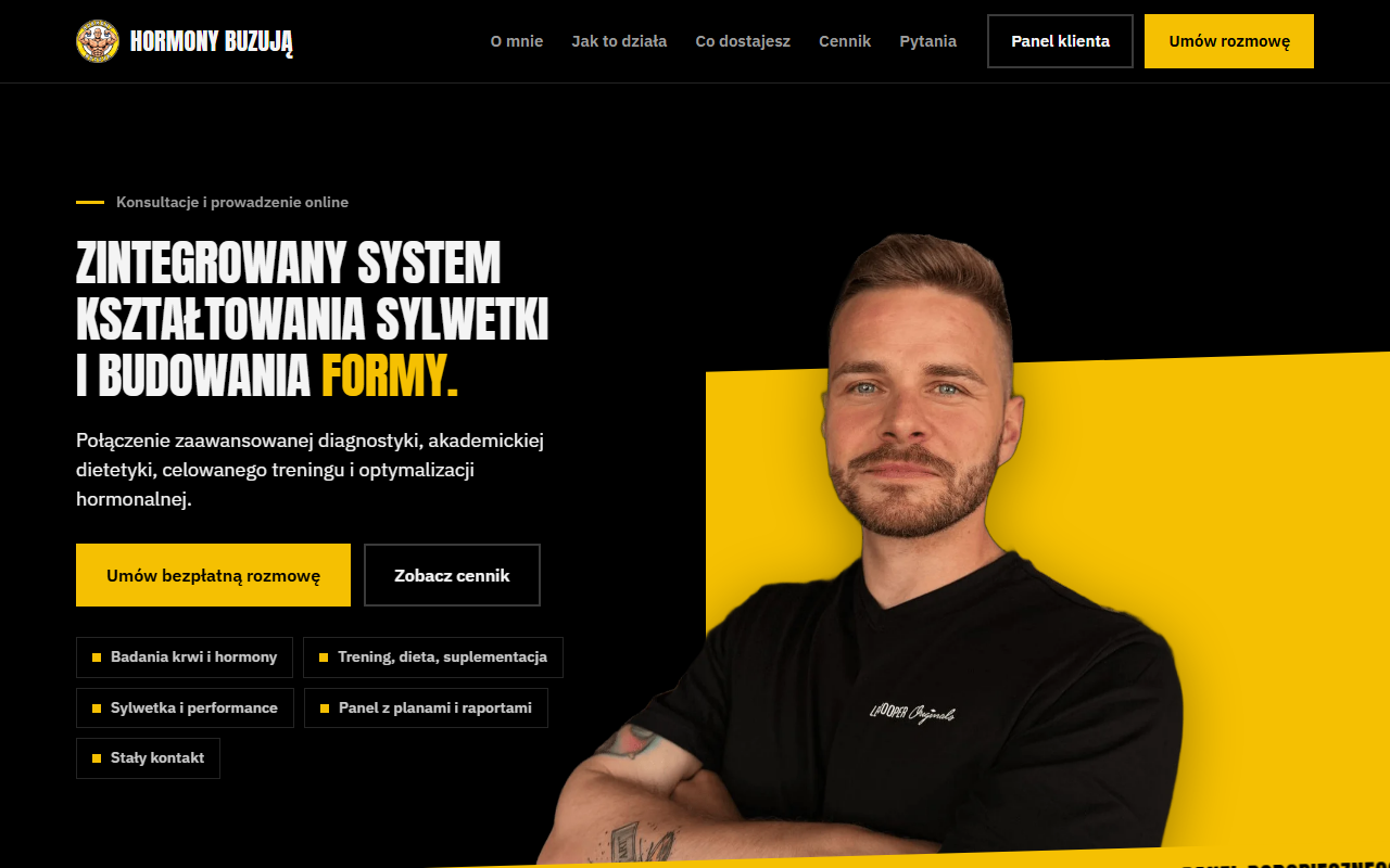 Strona główna hormonybuzuja.pl na ekranie komputera